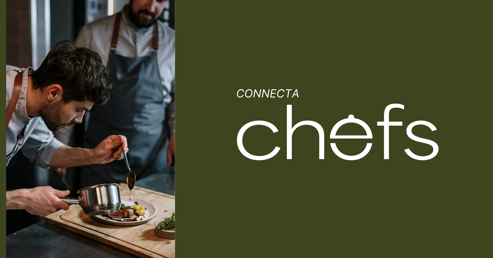 Chef em cozinha profissional ao lado da marca Connecta Chefs 2026